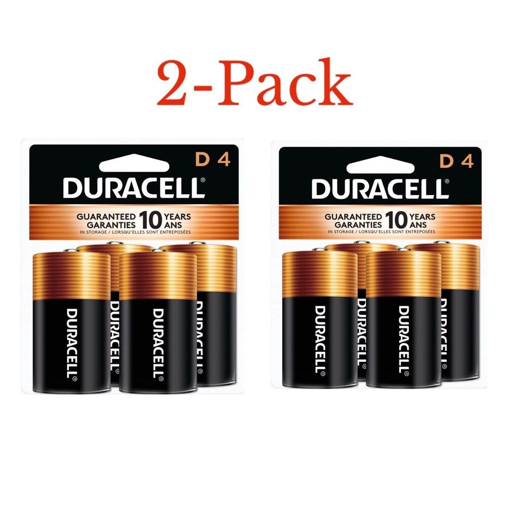 2-Pack Duracell 4 Count Coppertop D Batteries Long-lasting Power Alkaline